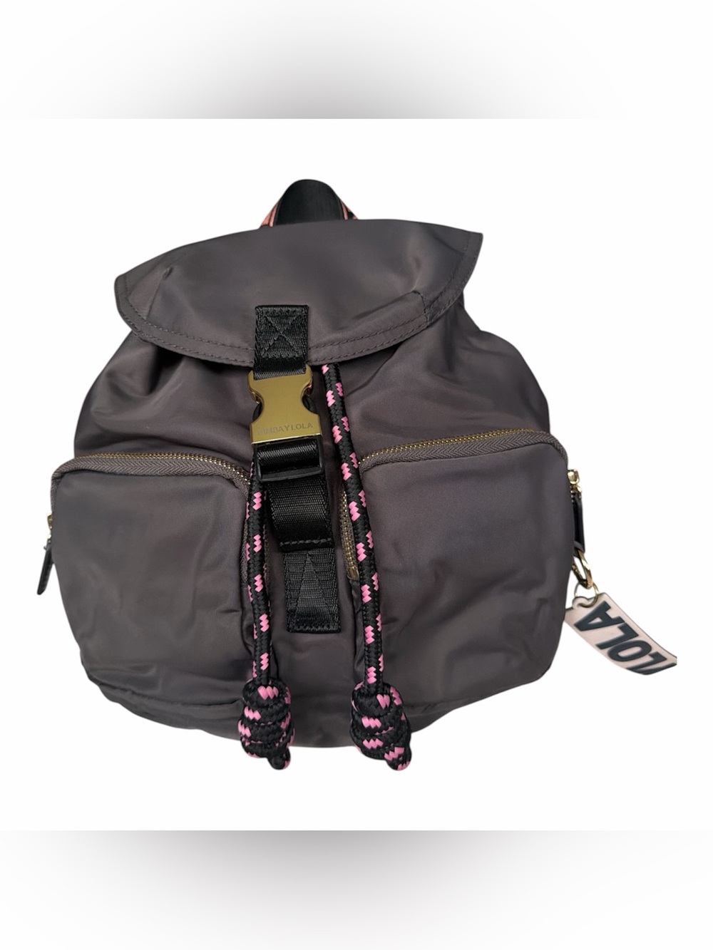 Bimba Y Lola Nylon Drawstring Backpack with Pink Accent